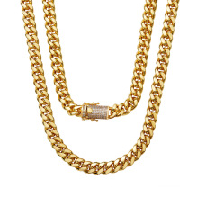 Fashion Hip Hop 10 mm Collier cubain plaqué or